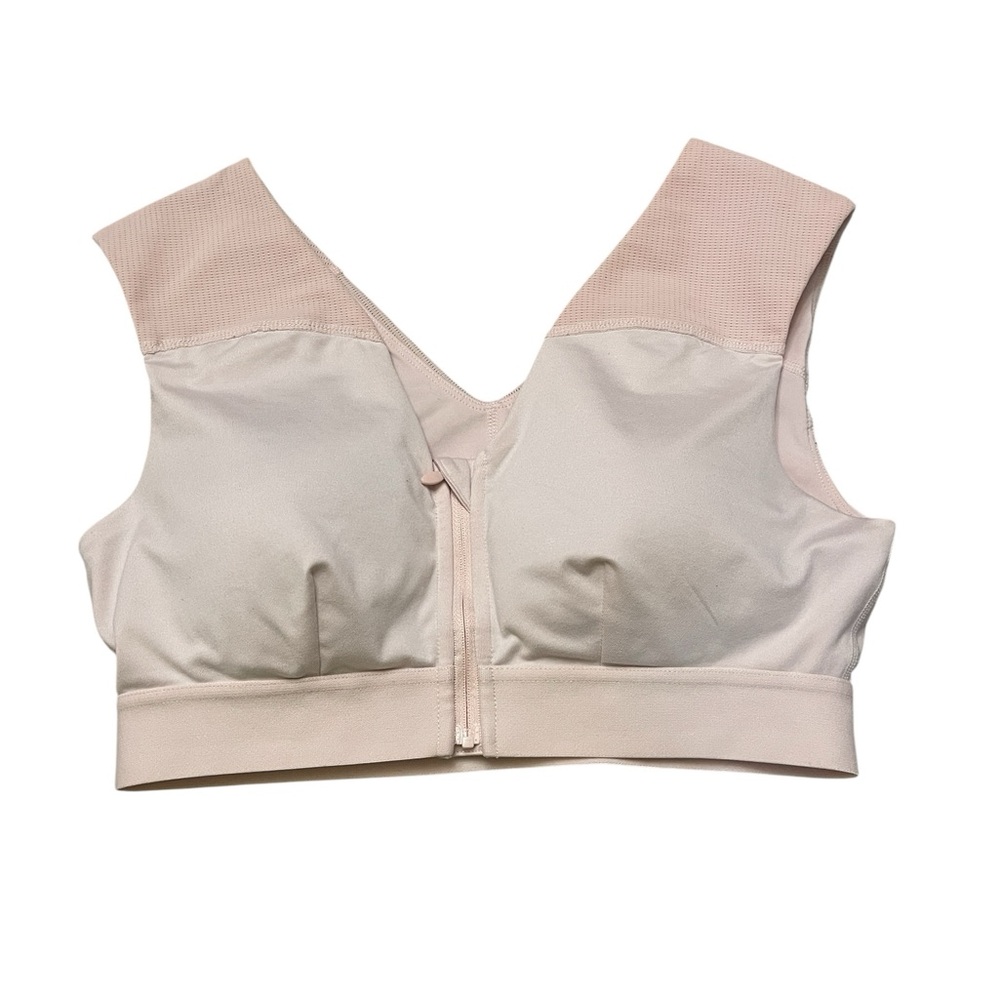Tommie Copper Shoulder Support Copper Infused Zipper Bra Light Pink Size L